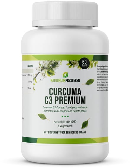 Curcuma C3 Premium - Curcumine (curcumin C3-complex) - zwarte peper (bioperine) - 60 caps - Natuurlijk Presteren