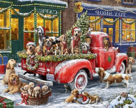 Kerst Legpuzzel - Honden Puzzel - Ontspanning Thuis - Premium Kwaliteit - 1000 Stukjes - Rood