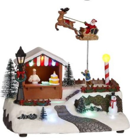 Kerstkraampje Met Arreslee – 25 x 15 x 22,5 cm