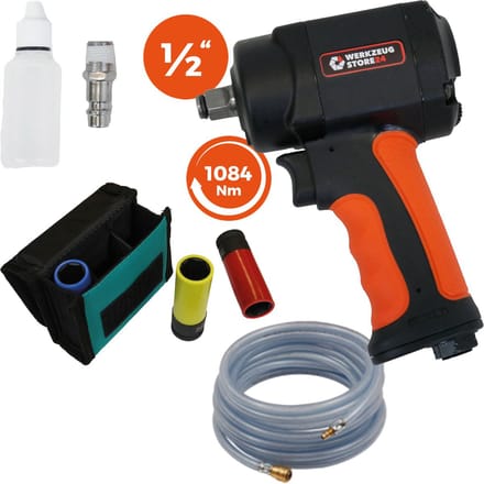 WS24 perslucht-slagschroevendraaier 1/2" mini + PVC-slang + dopsleutelset