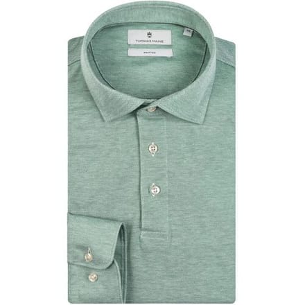 Thomas Maine Poloshirt Longsleeve Jersey 2Tone Groen / male