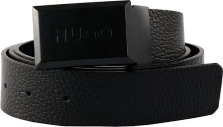 HUGO Riem Leather Belt W95 Black Zwart