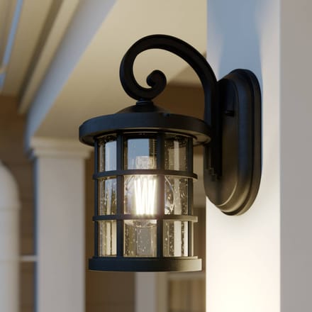 Lindby - Wandlamp buiten - 1licht - Kunststof, glas - H: 28 cm - E27 - zwart, helder