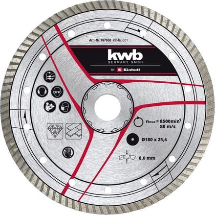 KWB Diamantslijpschijf 180 x 25,4mm Turbo