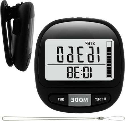 Stappenteller met Klok - Activiteitstracker - Dagelijkse Beweging - 3D Sensor Nauwkeurig - 32 Gram - Zwart