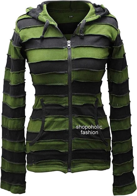 Dames Hoodie met Strepen en Puntige Pixie Capuchon