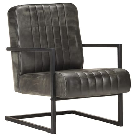 vidaXL - Fauteuil - echt - leer - verweerd - grijs