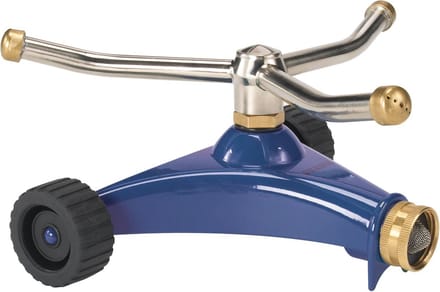 Premium 3-Arm Wervelende Sproeier met Zware Metalen Wielbasis - Blauw