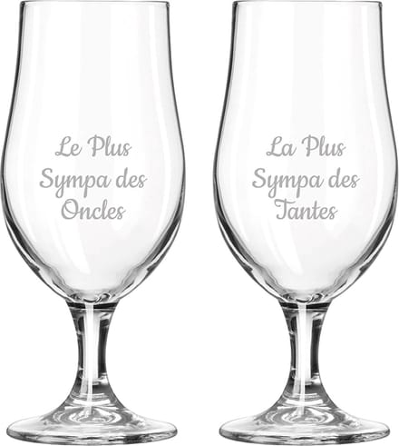 Bierglas op voet gegraveerd - 49cl - Le Plus Sympa des Oncles & La Plus Sympa des Tantes