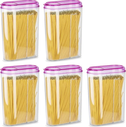 Plasticforte Voedselcontainer strooibus - 5x - roze - 1500 ml - kunststof - voorraadpotten