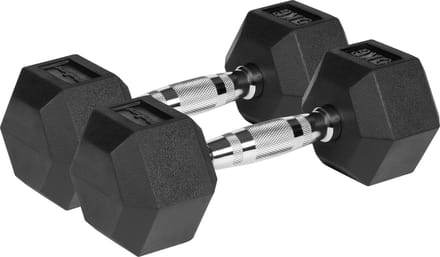 Rebel Active Serie - Gietijzeren Hex Dumbbells - 2x5kg - Zeshoekig - Rubber Coating