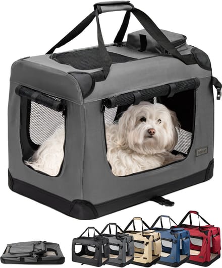 lionto transportbox, opvouwbaar, stevig & met kussen, 60x42x44 cm grijs