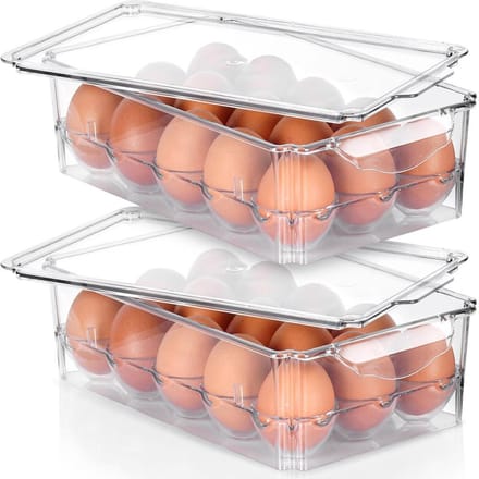 Eierdoos met Deksel voor 15 Eieren 2 stuks - Eierbox - Eierhouder voor Koelkas - Organizer - Eierrek