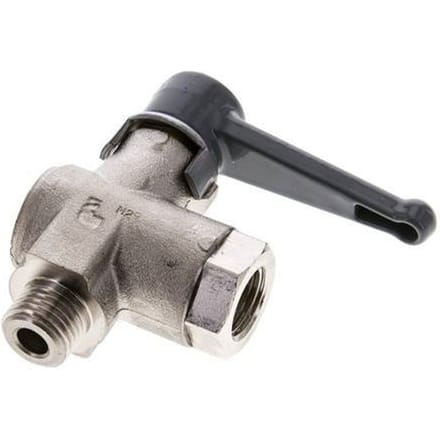 Buiten x binnendraad G/G 1/4 inch 2-Weg Haakse Kogelkraan Messing - BL2BN-MAN-MF-014