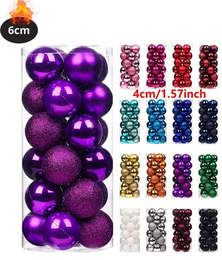 Livano Kerstballen - Kerstversiering - Plastic - Paars - 6 cm - 24 stuks