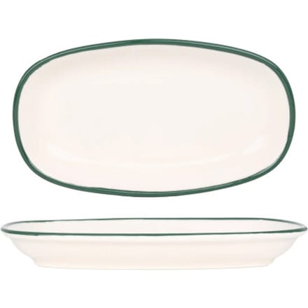 Rinart Serveerschaal - Green Edge - Porselein - 25x15 cm - set van 2