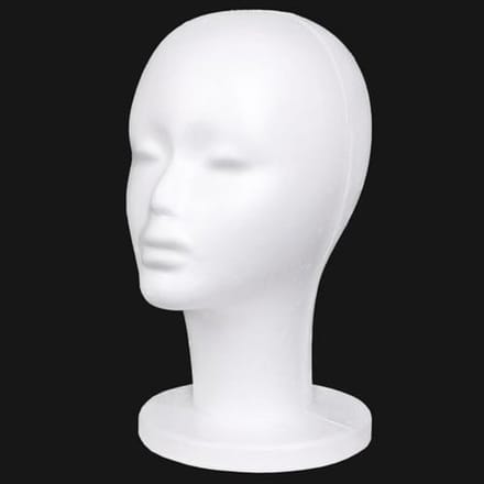 Pruik Hoofd - Styrofoam Model - Haar Stylen - Lichtgewicht Ontwerp - 29cm Hoogte - Wit