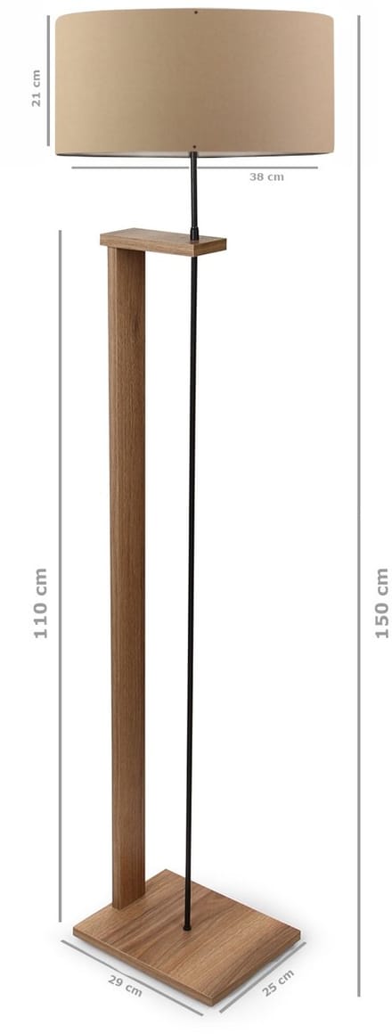 Asir - Houten Vloerlamp - Lichtbruin - 21 x 38 x 150 cm