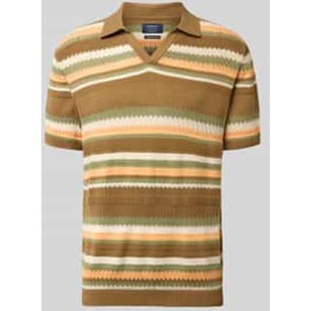 Gebreid shirt in all-over look met polokraag