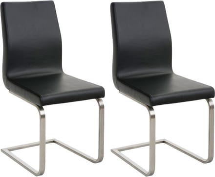 CLP Belfort Set van 2 eetkamerstoelen - Kunstleer - zwart