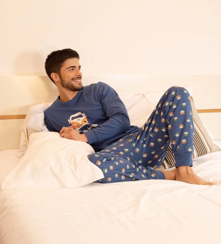 Heren Pyjama Blauw Lange Mouw (Van Life) Maat L