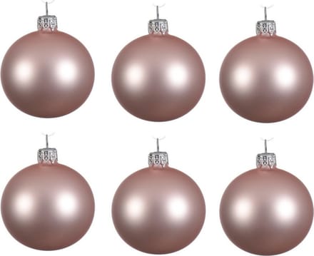 Decoris Kerstballen set - 6x stuks - licht roze - glas - 6 cm - mat - kerstversiering