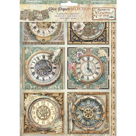 Stamperia - Gardens of Time A4 Rice Paper Selection (6pcs) by Antonis Tzanidakis (DFSA4XTM)
