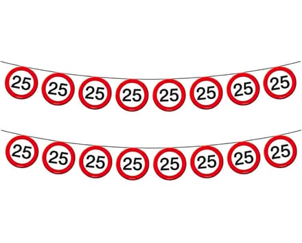 2x Vlaggenlijn versiering 25 jaar verkeersborden 10 meter