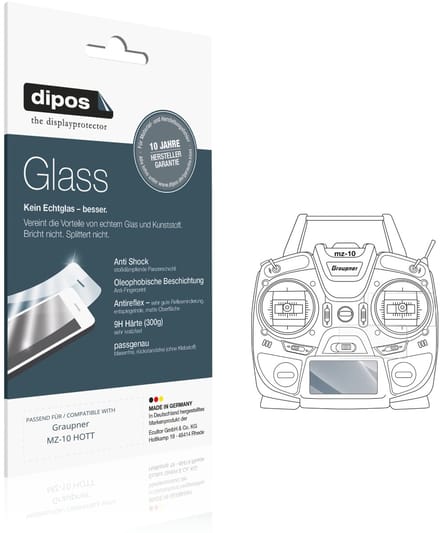 dipos – 2x Matte Pantserfolie geschikt voor Graupner MZ-10 HOTT | 9H Screenprotector