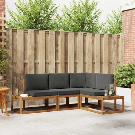 vidaXL - 4 - st - Buiten - bank - set - Massief - Acacia - Hout - en - Polyester