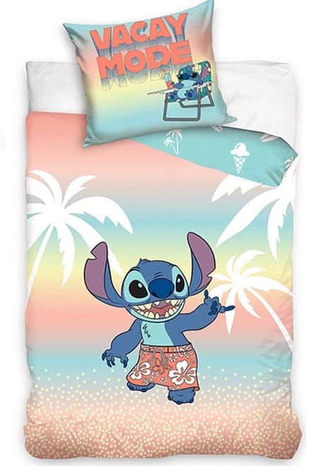 Disney Lilo & Stitch Dekbedovertrek, Vacay Mode - Eenpersoons - 140 x 200 + 60 x 70 cm - Katoen