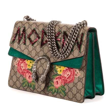 Dionysus Modern Sequin & Floral Embroidery Medium Schoudertas