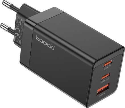 DrPhone WL16 - Compacte GaN 67W Thuislader – Quick Charge 4.0 – 3 Poorten USB-C + USB - Multi Poort PD 3.0 Oplader – USB Oplader voor Tablet / Laptop / Mobiel – Zwart