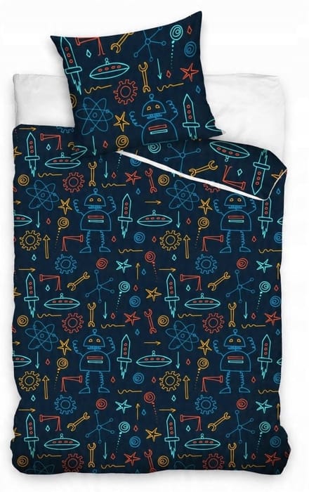 Kinderbeddengoed 140x200 cm - Robots & Figuren - Katoen