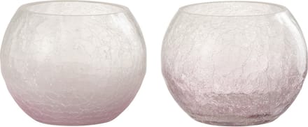 J-Line windlicht Bol Craquele - glas - paars - small - 2 stuks