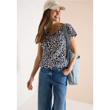 Shirt met kanten detail en leoprint