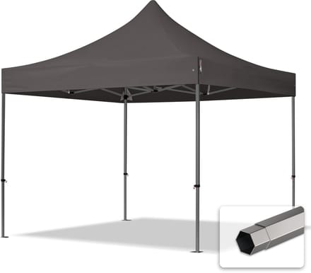 3x3 m Easy Up partytent Vouwpaviljoen, PREMIUM staal 40mm, donkergrijs