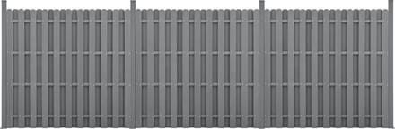 WPC Schuttingpaneel 11 planken met palen 185x562 cm grijs
