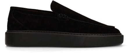 Manfield - Heren - Zwarte suède loafers - Maat 44