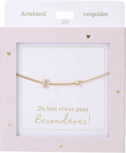 Depesche armband meisjes E goud hartje cadeau vriendschap.