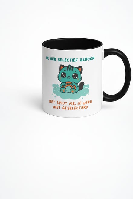 Selectief Gehoor Koffiemok - Grappige Mok met Kat