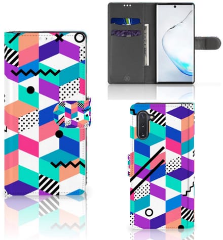 Samsung Galaxy Note 10 Book Case Blokken Kleurrijk