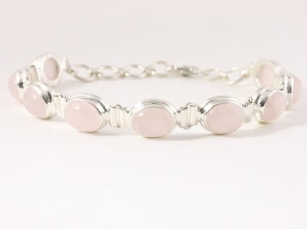 Zware zilveren armband met rozenkwarts