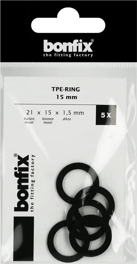 Bonfix TPE-ring 15 mm (21 x 15 x 1,5 mm) 5 stuks