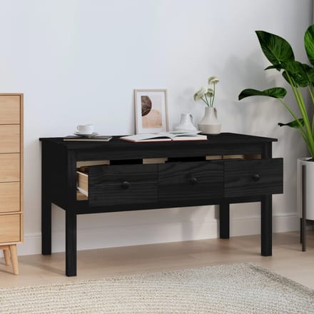 vidaXL - Salontafel - 102x49x55 - cm - massief - grenenhout - zwart