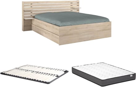 Vente-unique Bedframe hout natuurlijk licht 160 x 200 cm