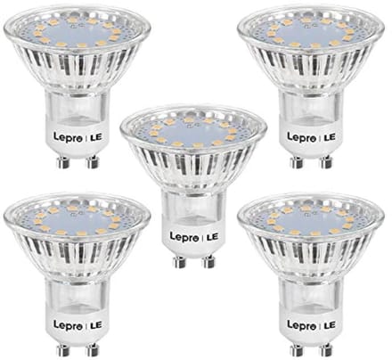 GU10 LED-lampen, 3W, 250 lumen, 2700 Kelvin warmwit, Set van 5