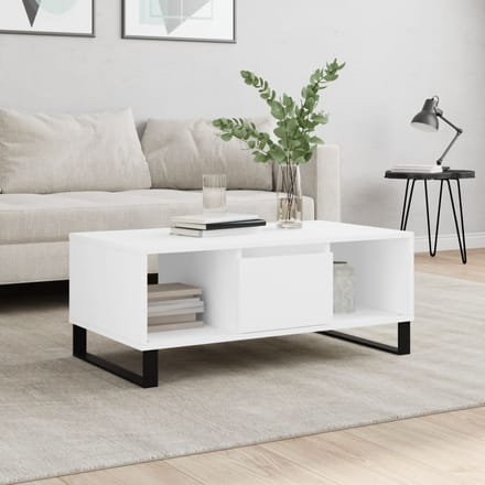 vidaXL - Salontafel - 90x50x36,5 - cm - bewerkt - hout - wit
