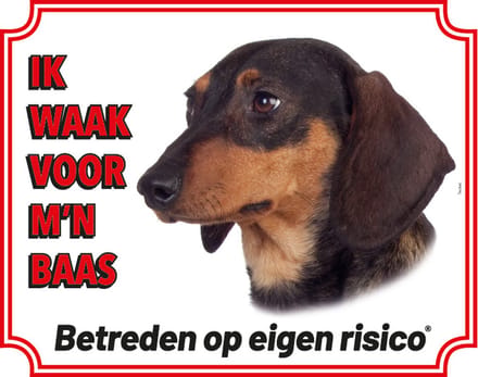 Teckel Waakbord - Ik waak voor mijn baas Korthaar