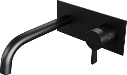 Brauer Black Edition inbouw wastafelmengkraan met gebogen uitloop en afdekplaat model E1 mat zwart
